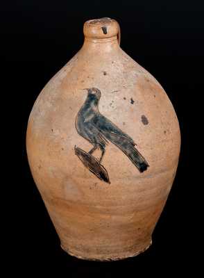 One-Gallon att. Wm Capron, Albany, c1850 Stoneware Incised Bird Jug