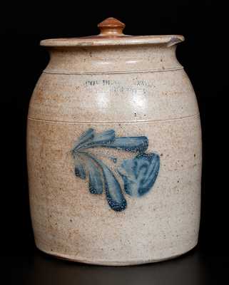 COWDEN & WILCOX / HARRISBURG, PA Stoneware Lidded Jar with Floral Decoration