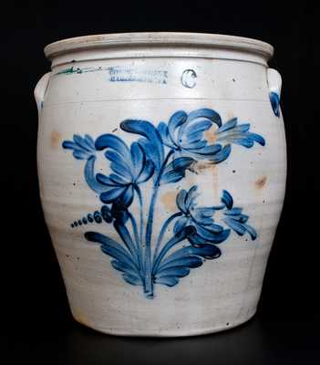 Six-Gallon COWDEN & WILCOX / HARRISBURG, PA Stoneware Jar w/ Profuse Floral Decoration
