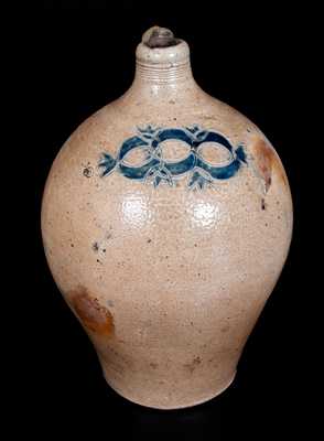 Ovoid Stoneware Jug att. David Morgan w/ Impressed Decoration, New York City, c1800