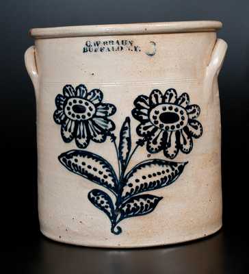 C. W. BRAUN / BUFFALO, N.Y. Six-Gallon Stoneware Jar w/ Elaborate Slip-Trailed Floral Decoration
