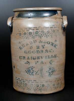Four-Gallon CRAIGSVILLE, PA Stoneware Jar w/ Stenciled Decoration