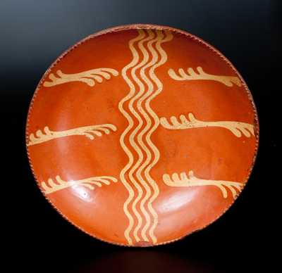 Large Redware Slip-Decorated Charger, Pennsylvania origin