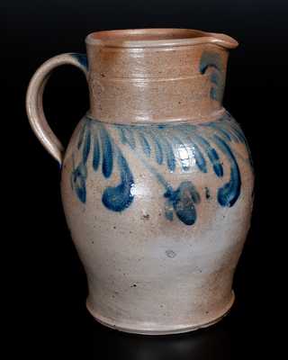 Stoneware Pitcher with Hanging Floral Decoration, Baltimore, c1835