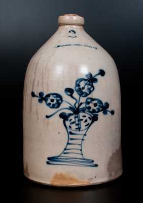 W. ROBERTS BINGHAMTON, N.Y. Stoneware Jug w/ Floral Urn Decoration