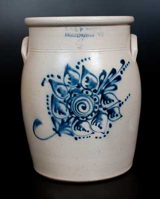 E. & L. P. NORTON / BENNINGTON, VT Stoneware Jar w/ Cobalt Floral Decoration