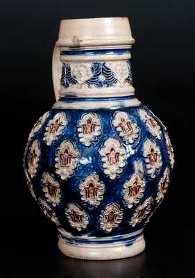 Fine Westerwald Stoneware Jug with Applied Decoration, 18th century