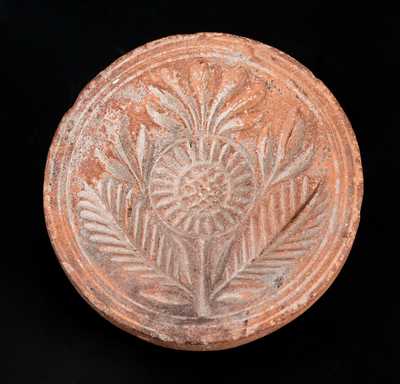 Rare Redware Butter Print with Floral Design