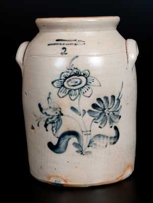 L. LEHMAN New York City Stoneware Jar with Fine Floral Deocration