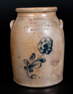 Rare C. VAUPEL / POTTERY / BROOKLYN Stoneware Jar w/ Floral Decoration