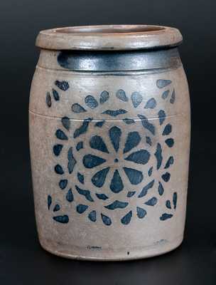Western PA Stoneware Jar with Stenciled Floral Design