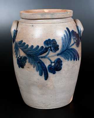 Four-Gallon Baltimore Stoneware Jar with Cobalt Floral Decoration