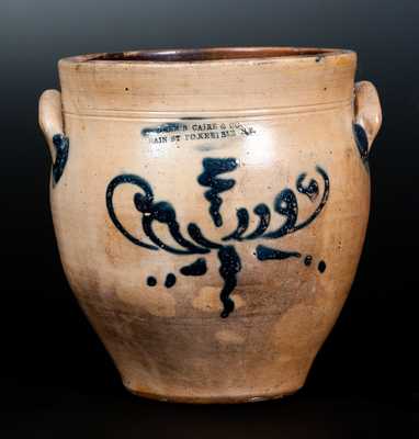 JOHN B. CAIRE & CO. / MAIN ST PO'KEEPSIE, NY Stoneware Jar with Slip-Trailed Decoration