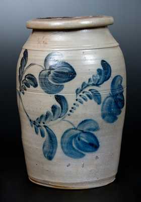 Fine Western PA Stoneware Jar with Brushed Floral Decoration