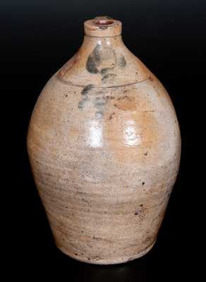 One-Gallon Ovoid Stoneware Jug with Floral Decoration
