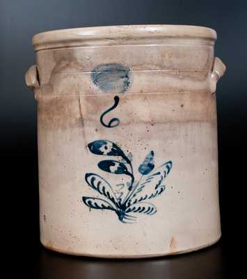 J. BURGER JR. / ROCHESTER, NY Six-Gallon Stoneware Jar w/ Floral Decoration