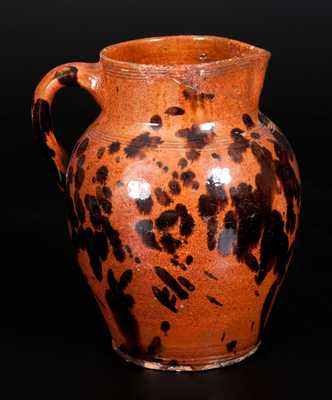 Fine New England Redware Pitcher, possibly Bristol County, MA, c1800