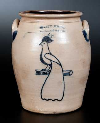 Rare COWDEN & WILCOX / HARRISBURG, PA Four-Gallon Stoneware Jar w/ Peacock Decoration