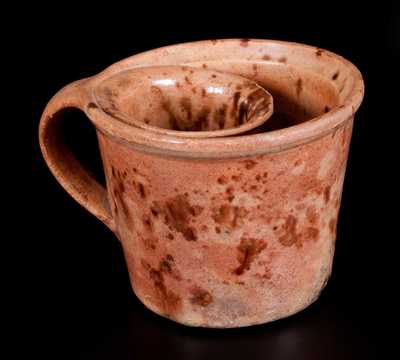 Fine Redware Shaving Mug, Maine, second quarter 19th century