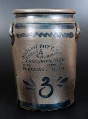 Three-Gallon Stoneware Jar with WHEELING, W. VA. Advertising