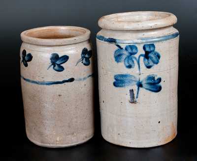 Lot of Two: Baltimore Stoneware Jars, One- and One-and-a-Half-Gallon