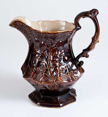 Rare AMERICAN POTTERY CO. / JERSEY CITY, N.J. Rockinghamware Pitcher with Thistle Pattern