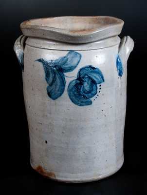 JOHN BELL / WAYNESBORO Stoneware Jar w/ Bold Cobalt Floral Decoration
