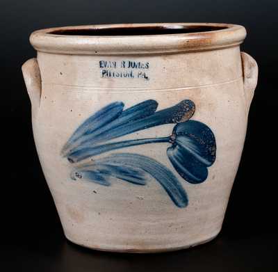 EVAN R. JONES / PITTSTON, PA Stoneware Cream Jar with Floral Decoration