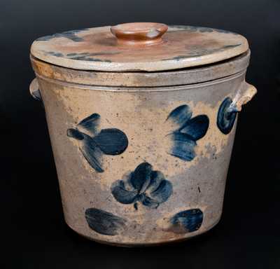 Decorated Baltimore Stoneware Pail with Paired Philadelphia Lid