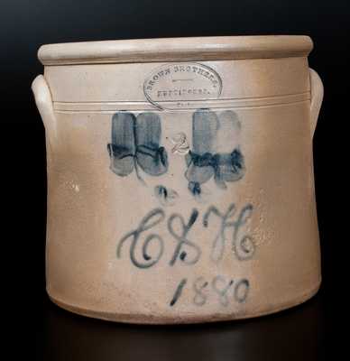 Rare BROWN BROTHERS/ HUNTINGTON / L.I. Stoneware Crock w/ 