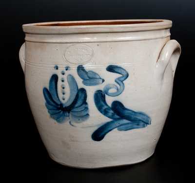 Fine F. J. CAIRE / Huntington / L.I. Three-Gallon Stoneware Jar w/ Floral Decoration