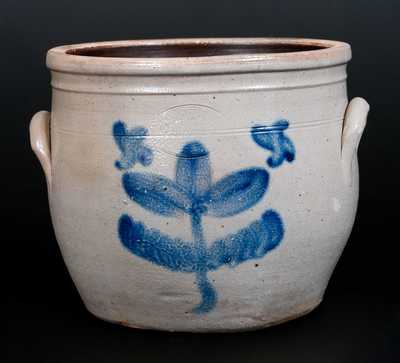 Rare  F. J. CAIRE / Huntington / L.I. Stoneware Cream Jar w/ Floral Decoration