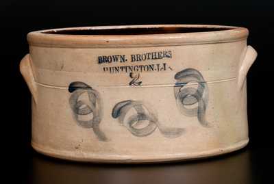 very Rare BROWN BROTHERS / HUNTINGTON, L.I. Stoneware Cake Crock