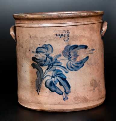 PFALTZGRAFF & CO. / YORK, PA Stoneware Jar with Cobalt Floral Decoration