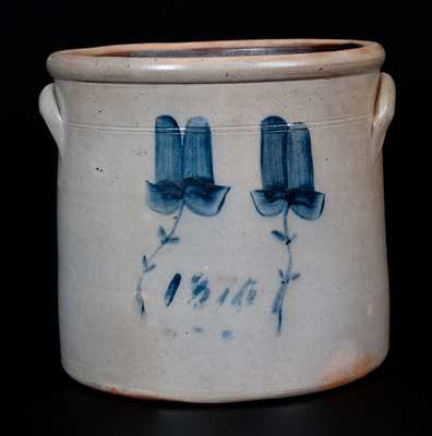 Rare "1870" Stoneware Crock w/ Floral Decoration, att. BROWN BROTHERS/ HUNTINGTON / L.I.