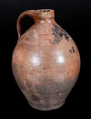 Ovoid Stoneware Jug with Cobalt Floral Decoration