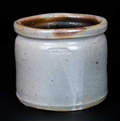 Rare Squat-Shaped JOHN BELL / WAYNESBORO' Stoneware Jar, c1850-80