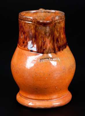 Scarce Glazed JOHN BELL (Waynesboro, PA) Redware Pitcher