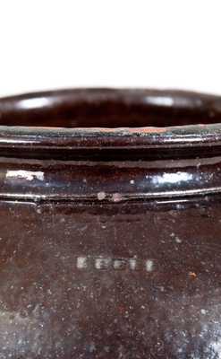 Glazed Redware Jar, Stamped 