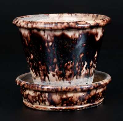 Glazed JOHN BELL / WAYNESBORO Redware Flowerpo, c1850-80