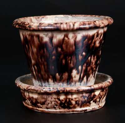 Glazed JOHN BELL / WAYNESBORO Redware Flowerpo, c1850-80