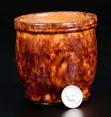 Rare Diminutive JOHN BELL / WAYNESBORO' Glazed Redware Jar c1850-80