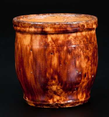 Rare Diminutive JOHN BELL / WAYNESBORO  Glazed Redware Jar c1850-80