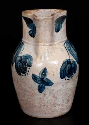Outstanding and Rare JOHN BELL / WAYNESBORO' Stoneware Pitcher w/ Cobalt Decoration, c1850-80