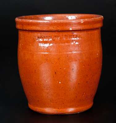 JOHN W. BELL / Waynesboro, Pa. Glazed Redware Jar, circa 1880