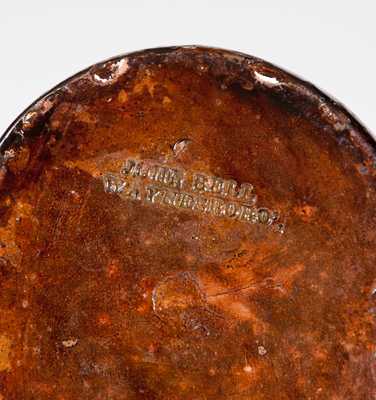Glazed JOHN BELL / WAYNESBORO' Redware Stove Lift, c1850-80