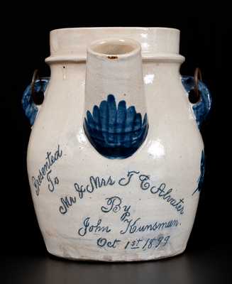 Rare Fulper, Flemington, NJ, Stoneware Batter Pail w/ Signature of Potter John Kunsman and Presentation Inscription