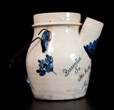 Rare Fulper, Flemington, NJ, Stoneware Batter Pail w/ Signature of Potter John Kunsman and Presentation Inscription