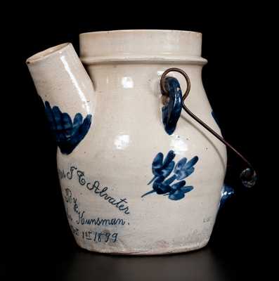 Rare Fulper, Flemington, NJ, Stoneware Batter Pail w/ Signature of Potter John Kunsman and Presentation Inscription
