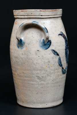 Exceptional Miniature Stoneware Churn w/ Detailed Incised Bird, Inscribed 